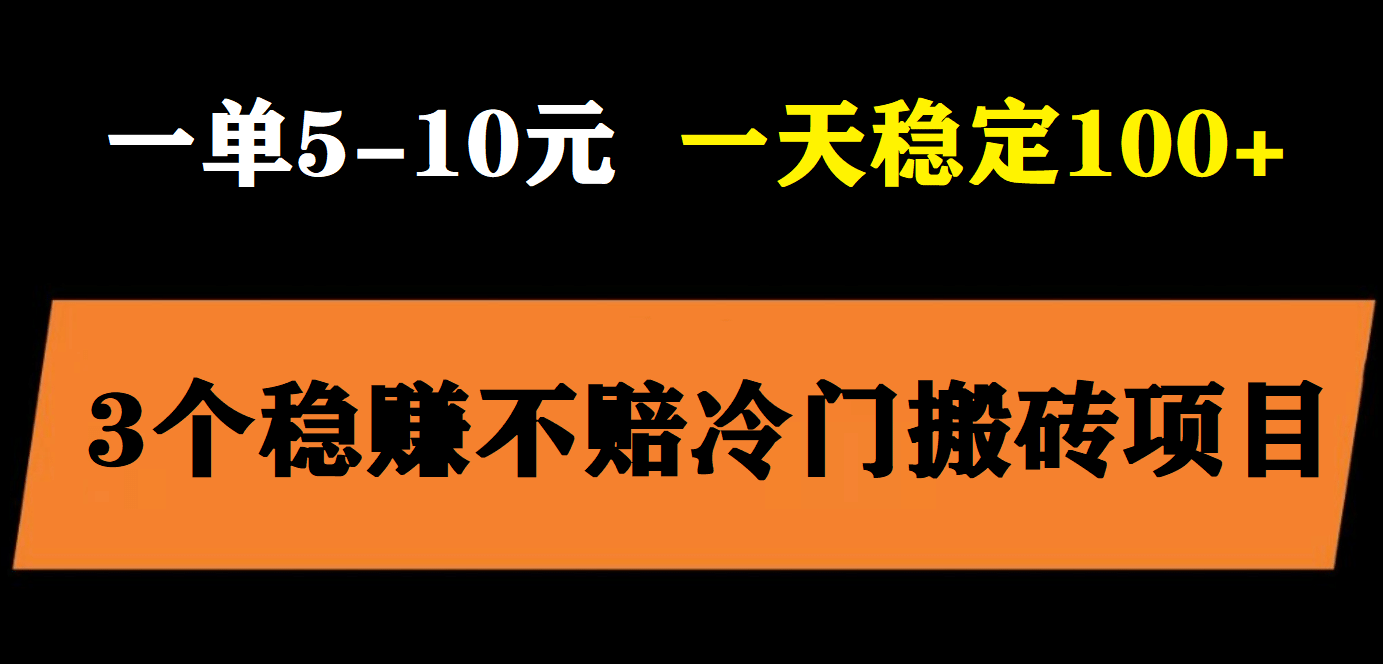 3个最新稳定的冷门搬砖项目，小白无脑照抄当日变现日入过百-九章网创