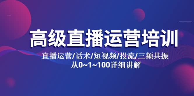 高级直播运营培训 直播运营/话术/短视频/投流/三频共振 从0~1~100详细讲解-九章网创