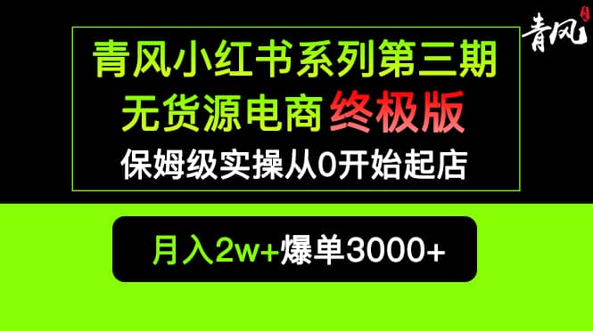 小红书无货源电商爆单终极版【视频教程 实战手册】保姆级实操从0起店爆单-九章网创