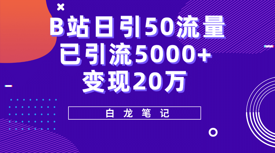 B站日引50 流量，实战已引流5000 变现20万，超级实操课程-九章网创