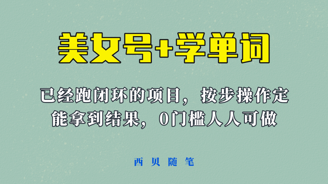 《美女号 学单词》玩法，信息差而已 课程拆开揉碎了和大家去讲 (教程 素材)-九章网创