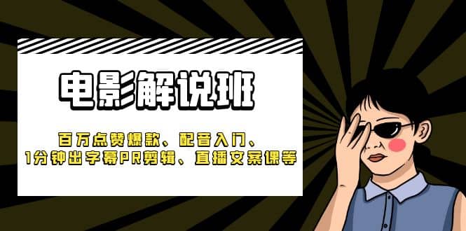 《电影解说班》百万点赞爆款、配音入门、1分钟出字幕PR剪辑、直播文案课等-九章网创