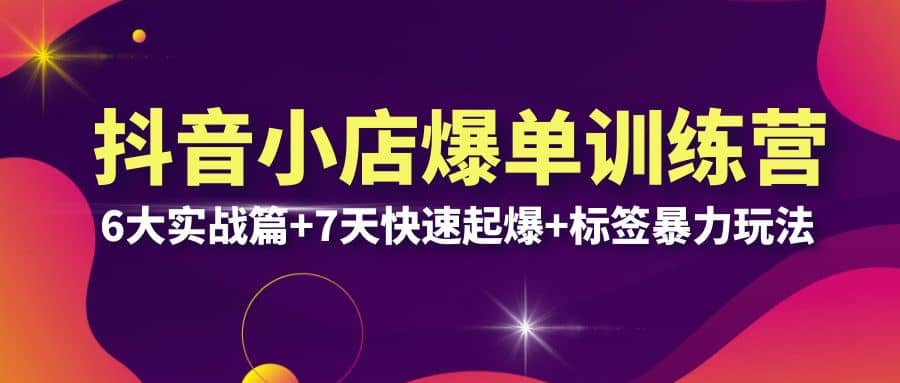 抖音小店爆单训练营VIP线下课：6大实战篇 7天快速起爆 标签暴力玩法(32节)-九章网创