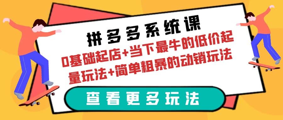 拼多多系统课：0基础起店 当下最牛的低价起量玩法 简单粗暴的动销玩法-九章网创