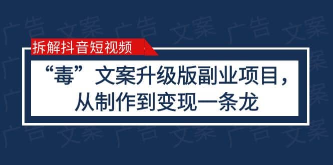 拆解抖音短视频：“毒”文案升级版副业项目，从制作到变现（教程 素材）-九章网创