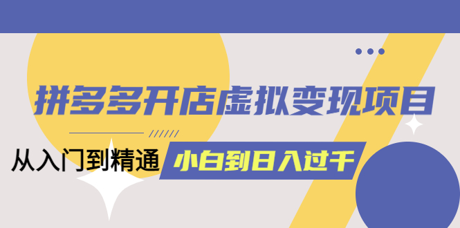 拼多多开店虚拟变现项目：入门到精通 从小白到日入1000（完整版）6月13更新-九章网创