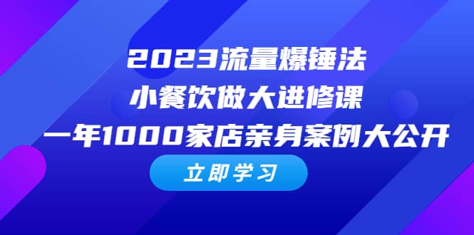 2023流量 爆锤法，小餐饮做大进修课，一年1000家店亲身案例大公开-九章网创