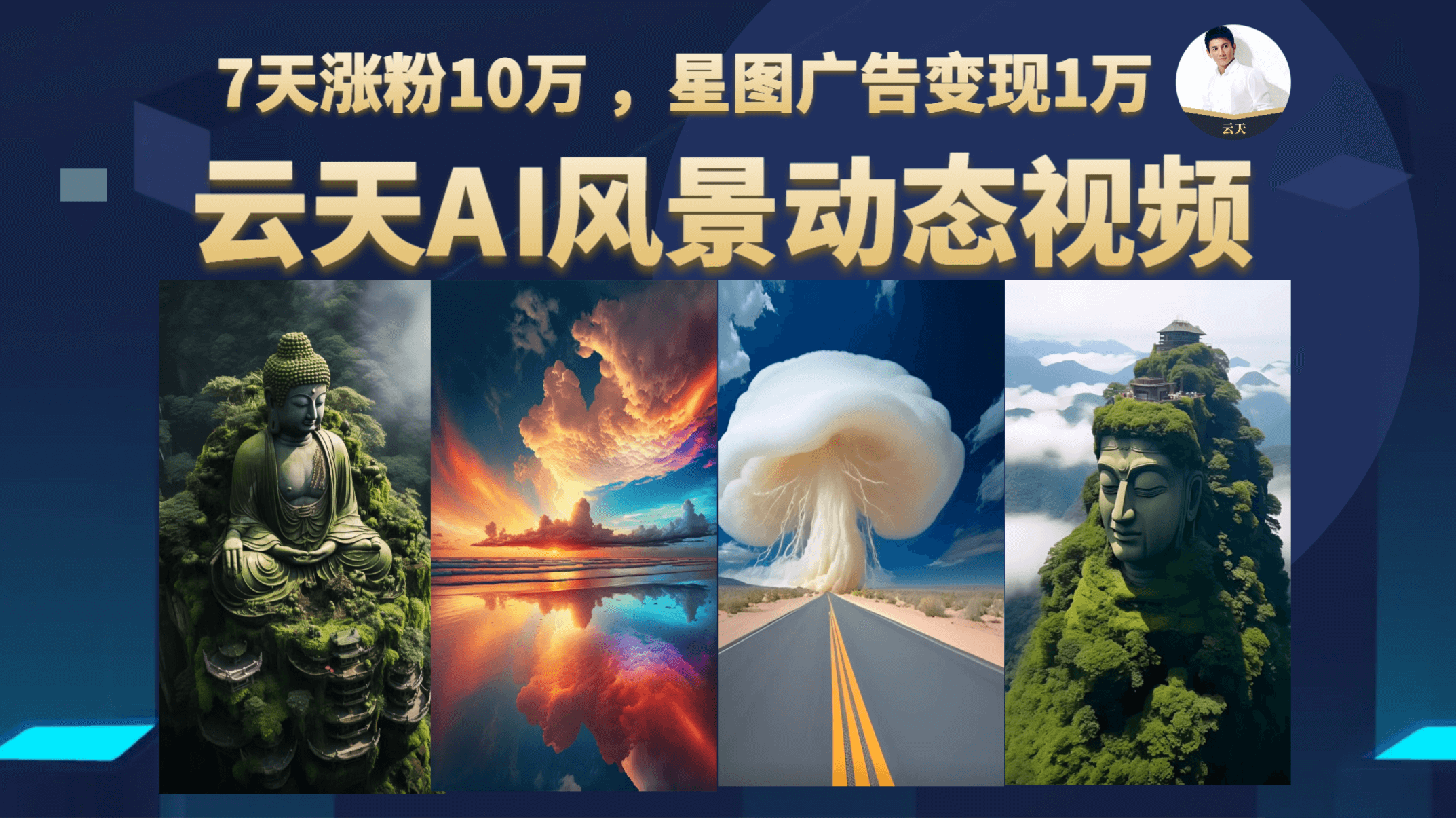 云天AI风景动图视频制作，7天涨粉10万 ，星图广告变现1万-九章网创