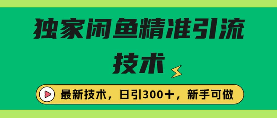 独家闲鱼引流技术，日引300＋实战玩法-九章网创