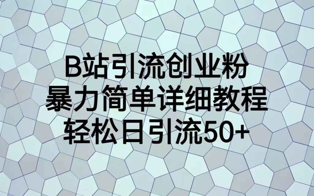 B站引流创业粉，暴力简单详细教程，轻松日引流50-九章网创