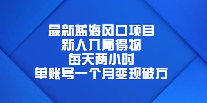 最新蓝海风口项目，新人入局得物，每天两小时，单账号一个月变现破万-九章网创