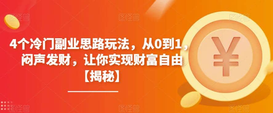 4个冷门副业思路玩法，从0到1，闷声发财，让你实现财富自由【揭秘】-九章网创