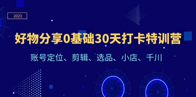 好物分享0基础30天打卡特训营：账号定位、剪辑、选品、小店、千川-九章网创