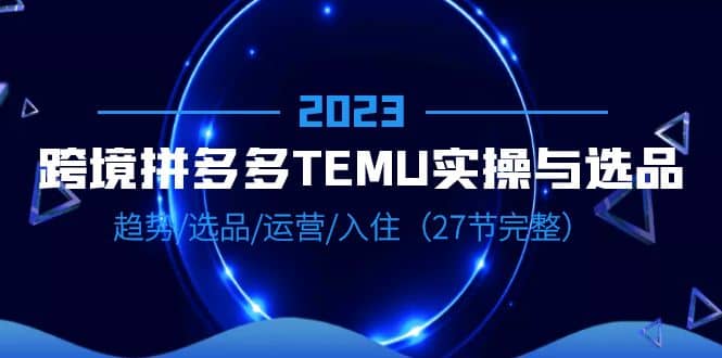 2023跨境·拼多多·TEMU实操与选品，趋势·选品·运营·入住（27节完整）-九章网创