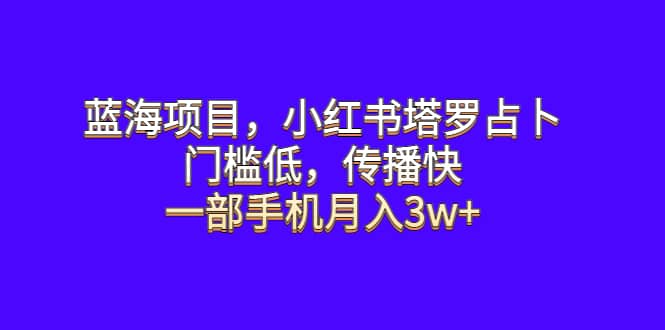 蓝海项目，小红书塔罗占卜，门槛低，传播快，一部手机月入3w-九章网创