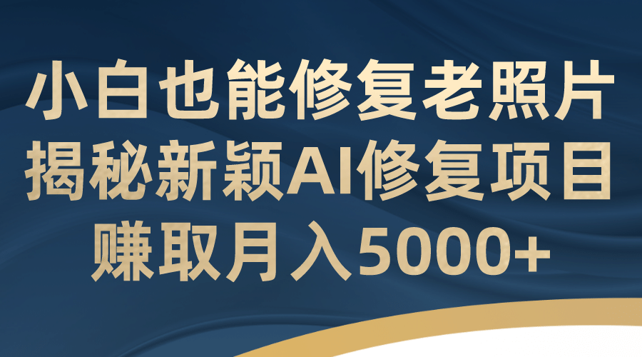 小白也能修复老照片！揭秘新颖AI修复项目，赚取月入5000-九章网创