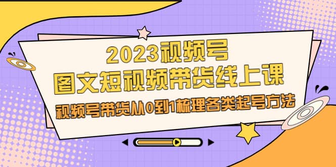 2023视频号-图文短视频带货线上课，视频号带货从0到1梳理各类起号方法-九章网创