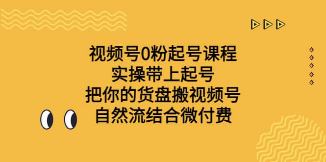 视频号0粉起号课程 实操带上起号 把你的货盘搬视频号 自然流结合微付费-九章网创