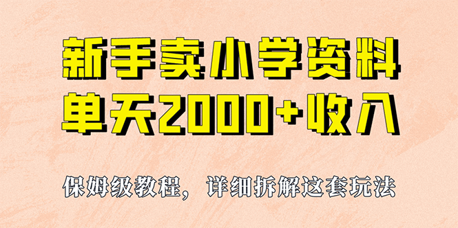 我如何通过卖小学资料，实现单天2000 ，实操项目，保姆级教程 资料 工具-九章网创