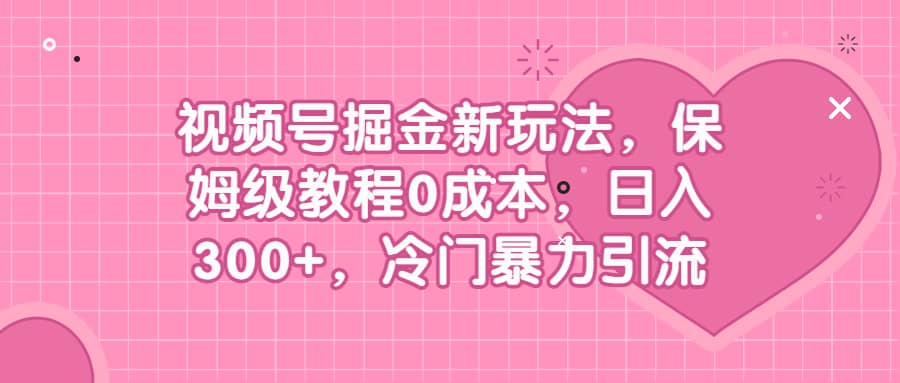 视频号掘金新玩法，保姆级教程0成本，日入300 ，冷门暴力引流-九章网创