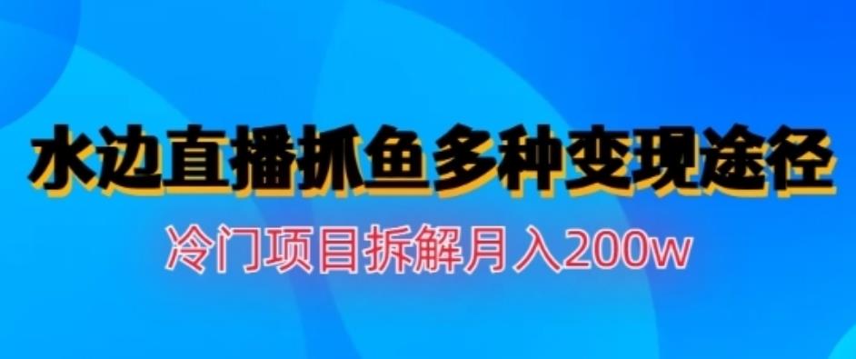 水边直播抓鱼，多种变现途径冷门项目，月入200w拆解【揭秘】-九章网创