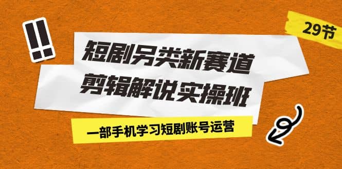 短剧另类新赛道剪辑解说实操班：一部手机学习短剧账号运营（29节 价值500）-九章网创