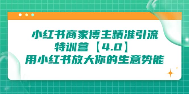 小红书商家 博主精准引流特训营【4.0】用小红书放大你的生意势能-九章网创