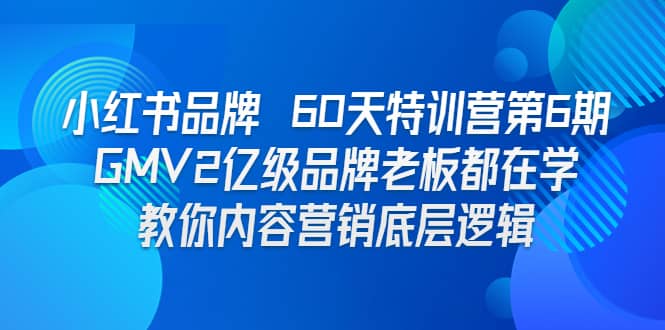 小红书品牌 60天特训营第6期 GMV2亿级品牌老板都在学 教你内容营销底层逻辑-九章网创