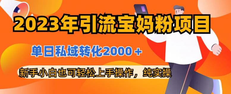 2023年引流宝妈粉项目，单日私域转化2000＋，新手小白也可轻松上手操作，纯实操-九章网创