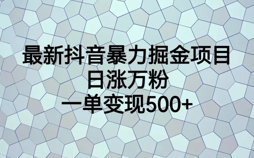 最火热的抖音暴力掘金项目，日涨万粉，多种变现方式，一单变现可达500-九章网创