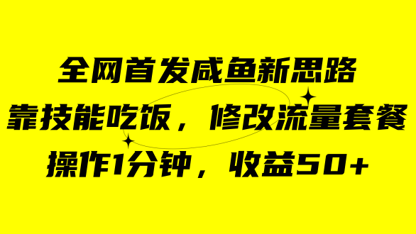 咸鱼冷门新玩法，靠“技能吃饭”，修改流量套餐，操作1分钟，收益50-九章网创