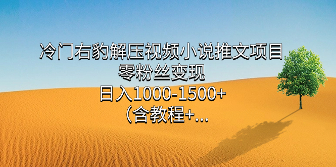 冷门右豹解压视频小说推文项目，零粉丝变现，日入1000-1500 （含教程）-九章网创