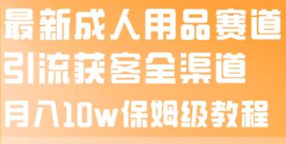 最新成人用品赛道引流获客全渠道，月入10w保姆级教程-九章网创