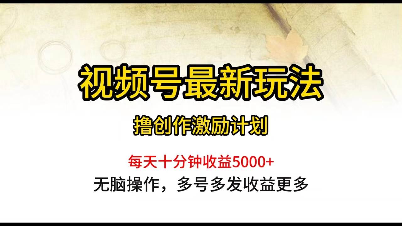 视频号最新玩法，每日一小时月入5000+-九章网创