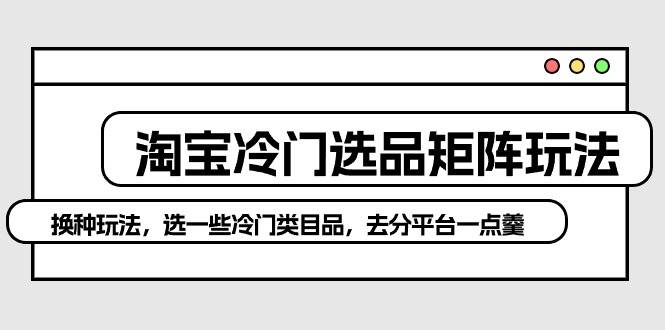 淘宝冷门选品矩阵玩法：换种玩法，选一些冷门类目品，去分平台一点羹-九章网创