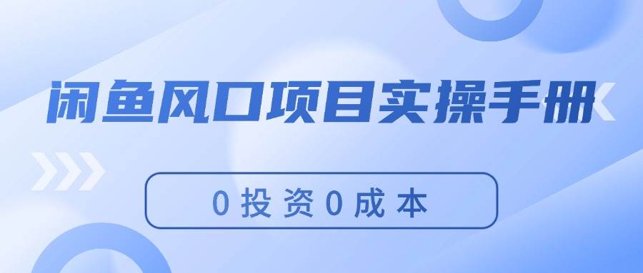 闲鱼风口项目实操手册，0投资0成本，让你做到，月入过万，新手可做-九章网创