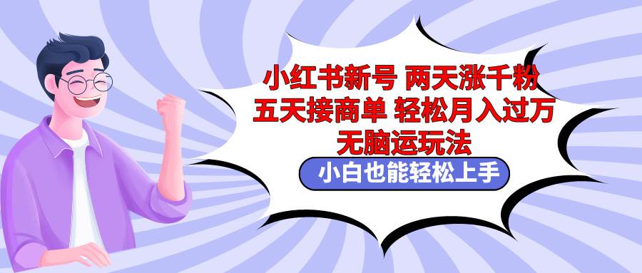 小红书新号两天涨千粉五天接商单轻松月入过万 无脑搬运玩法 小白也能轻…-九章网创