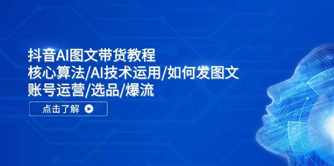 抖音AI图文带货教程：核心算法/AI技术运用/如何发图文/账号运营/选品/爆流-九章网创