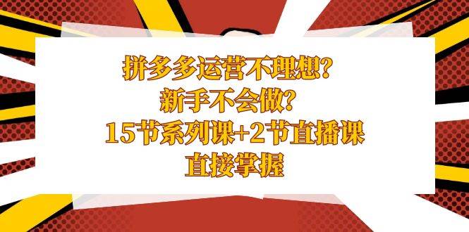 拼多多运营不理想？新手不会做？15节系列课+2节直播课，直接掌握-九章网创