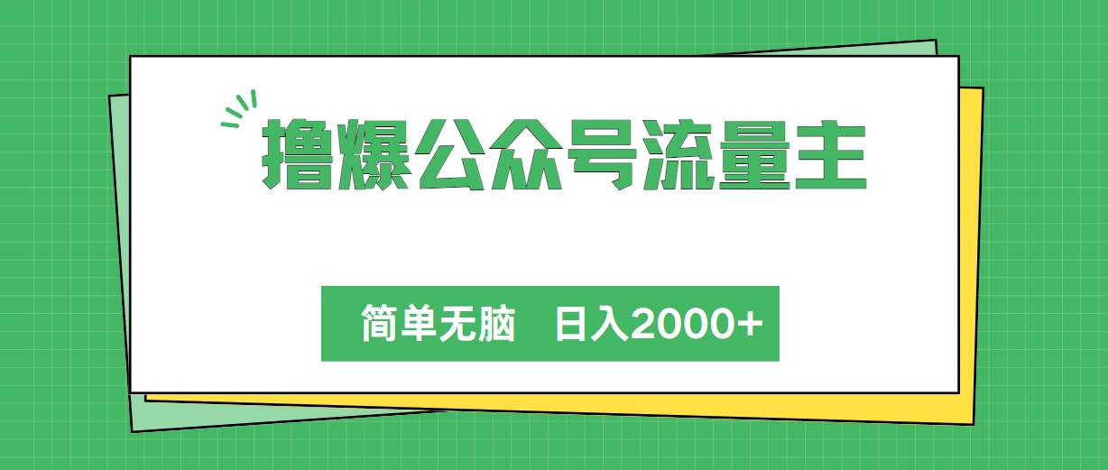 撸爆公众号流量主，简单无脑，单日变现2000+-九章网创