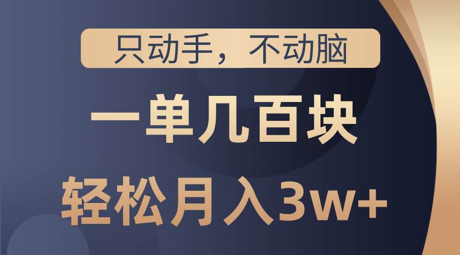 只动手不动脑，一单几百块，轻松月入3w+，看完就能直接操作，详细教程-九章网创