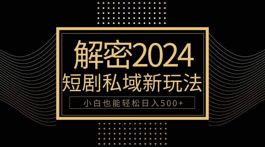 10分钟教会你2024玩转短剧私域变现，小白也能轻松日入500+-九章网创