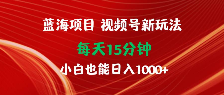 图片[1]-蓝海项目视频号新玩法 每天15分钟 小白也能日入1000+-九章网创