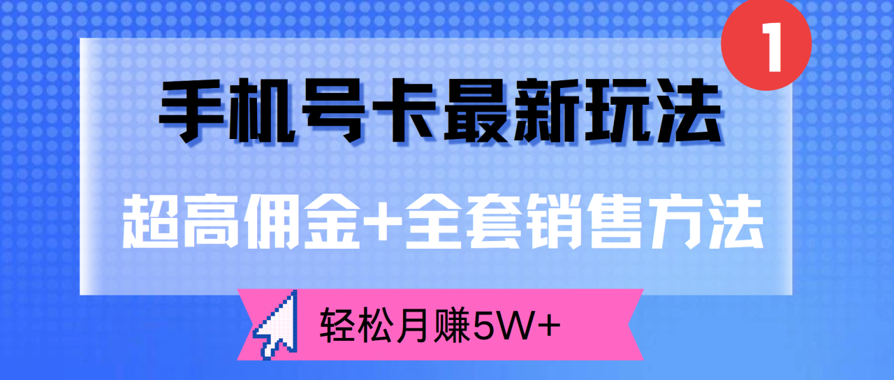 超高佣金+全套销售方法，手机号卡最新玩法，轻松月赚5W+-九章网创