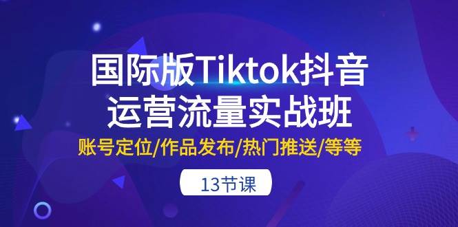 国际版Tiktok抖音运营流量实战班：账号定位/作品发布/热门推送/等等-13节-九章网创