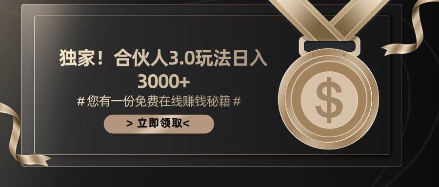 游戏合伙人3.0，日入3000+，无限扩大的蓝海项目-九章网创