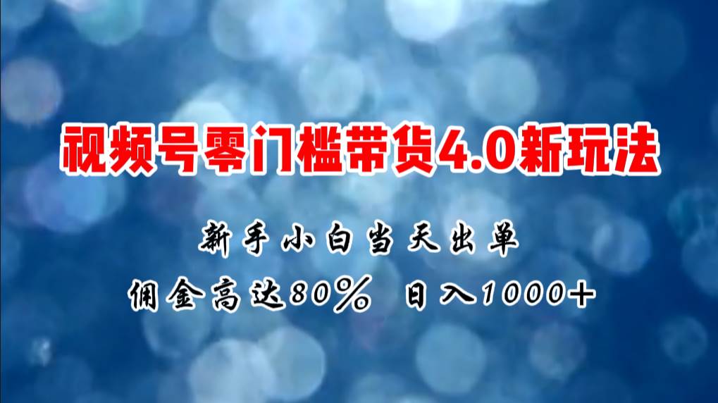 微信视频号零门槛带货4.0新玩法，新手小白当天见收益，日入1000+-九章网创