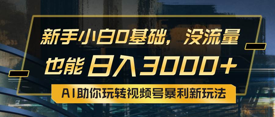 小白0基础，没流量也能日入3000+：AI助你玩转视频号暴利新玩法-九章网创