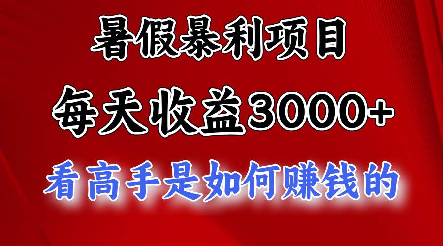 暑假暴利项目，每天收益3000+ 努努力能达到5000+，暑假大流量来了-九章网创