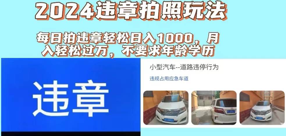 2024违章拍照新玩法，推广躺赚+拍照赚钱双模式，日入1000+-九章网创